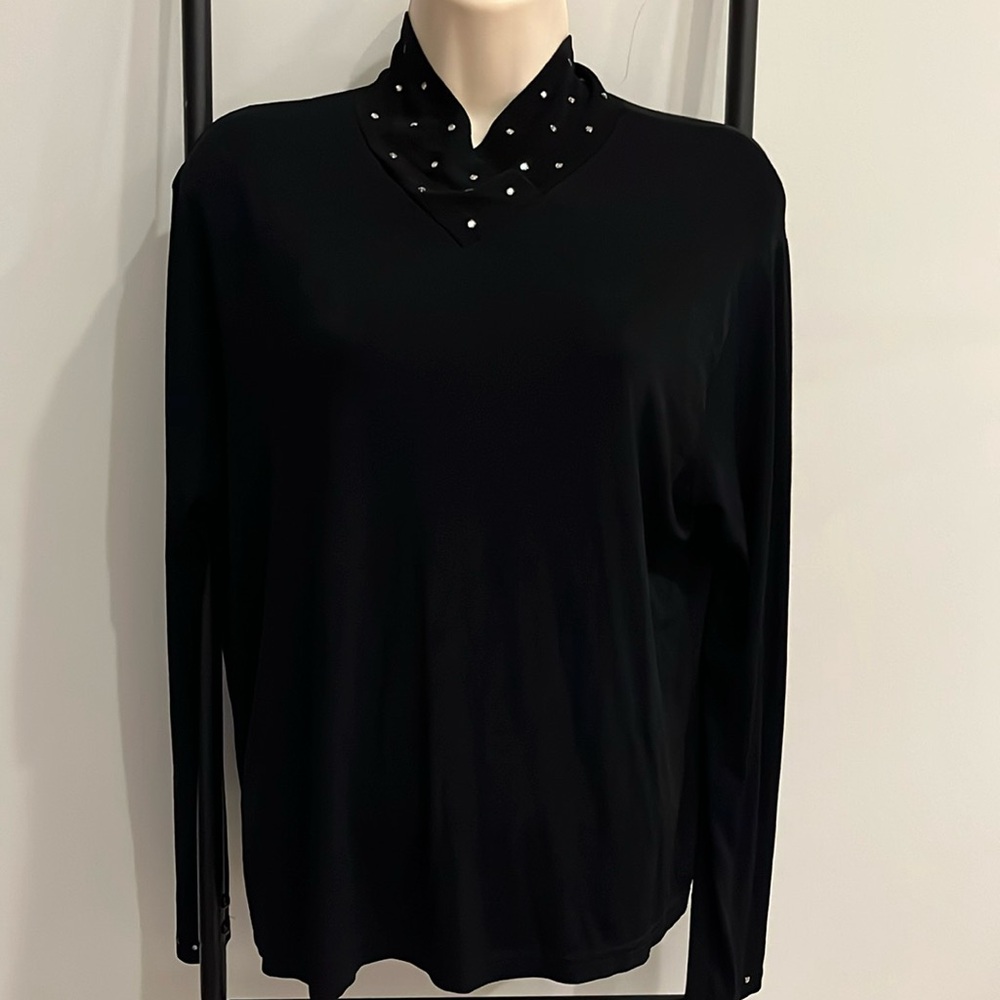 1849 Authentic Ranch Wear Black Crystal Goth Y2K Top Blouse M